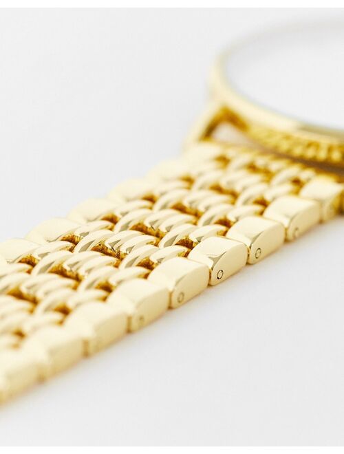 Asos Design bracelet watch with gold face in gold tone