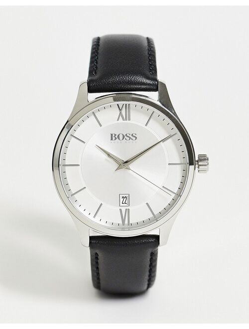 Hugo Boss Boss mens leather watch in black 1513893