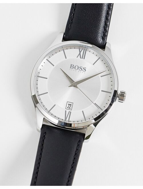 Hugo Boss Boss mens leather watch in black 1513893