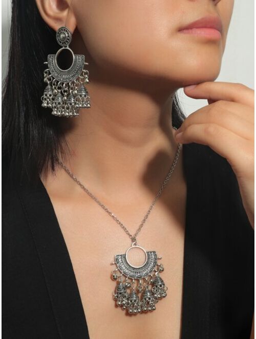 Shein 1pc Necklace & 1pair Drop Jhumka Earrings