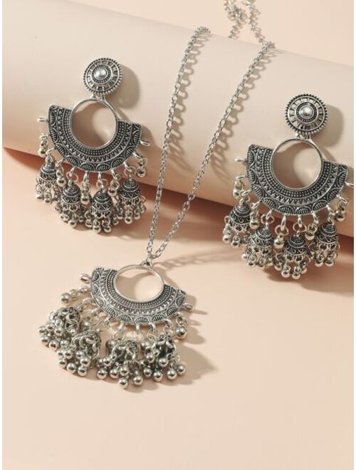 Shein 1pc Necklace & 1pair Drop Jhumka Earrings