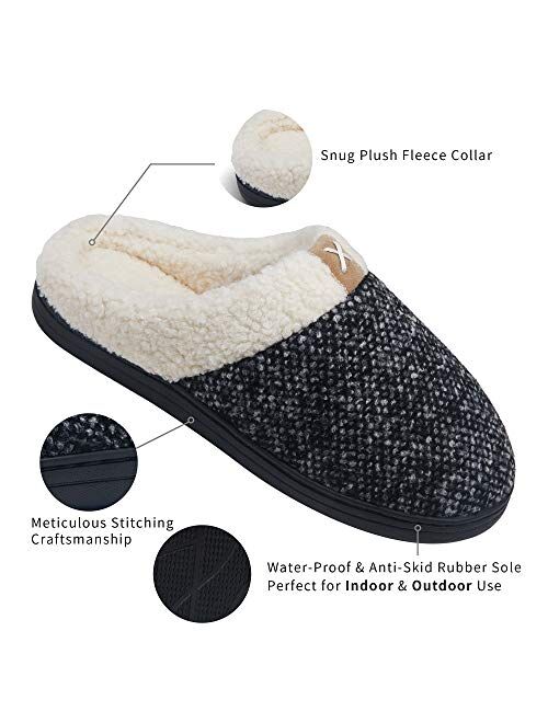 Jousen Men's Slippers Memory Foam with Warm Fuzzy Plush Indoor Outdoor House Slippers for Men