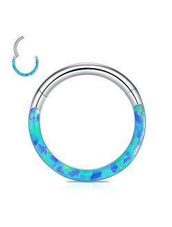 CICIMOTO Septum Jewelry Daith Earring Opal CZ 16g 316L Surgical Steel Hinged Segment Nose Ring Hoop Septum Clicker Helix Cartilage Tragus Piercing Jewelry for Women