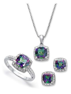 Macy's Sterling Silver Jewelry Set, Mystic Topaz (4-3/4 ct. t.w.) and Diamond Accent Necklace, Earrings and Ring Set