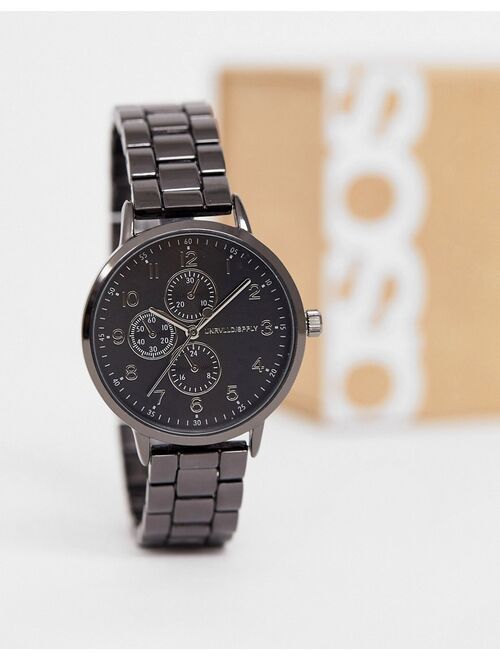 Asos Design skinny bracelet watch in gunmetal