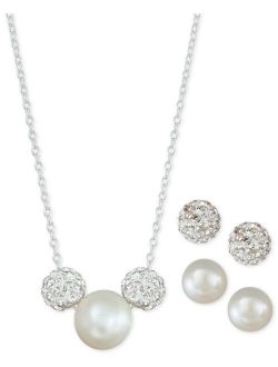 Macy's 3-Pc. Set Cultured Freshwater Pearl & Crystal Fireballs Pendant Necklace & 2-Pr. Matching Stud Earrings