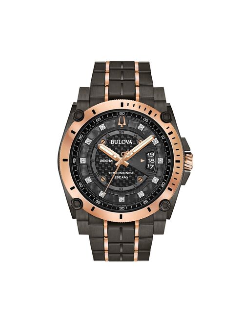 Bulova Men's Precisionist Diamond Accent Black Ion-Plated Stainless Steel Dive Watch - 98D149