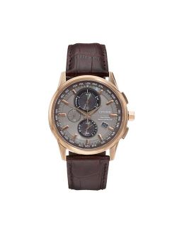 Eco-Drive Men's World A-T Leather Chronograph Watch - AT8113-04H