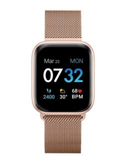 Air 3 Unisex Touchscreen Smartwatch Fitness Tracker: Rose Gold Case with Rose Gold Mesh Strap 40mm