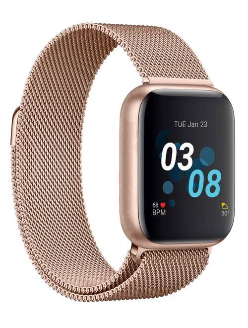iTouch Air 3 Unisex Touchscreen Smartwatch Fitness Tracker: Rose Gold Case with Rose Gold Mesh Strap 40mm