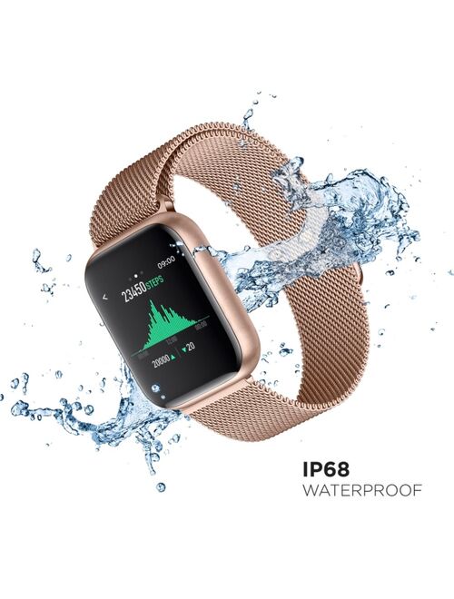 iTouch Air 3 Unisex Touchscreen Smartwatch Fitness Tracker: Rose Gold Case with Rose Gold Mesh Strap 40mm