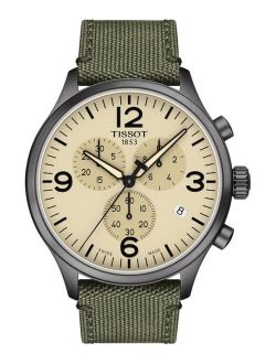 Men's Swiss Chronograph Chrono XL Green Fabric Strap Watch 45mm