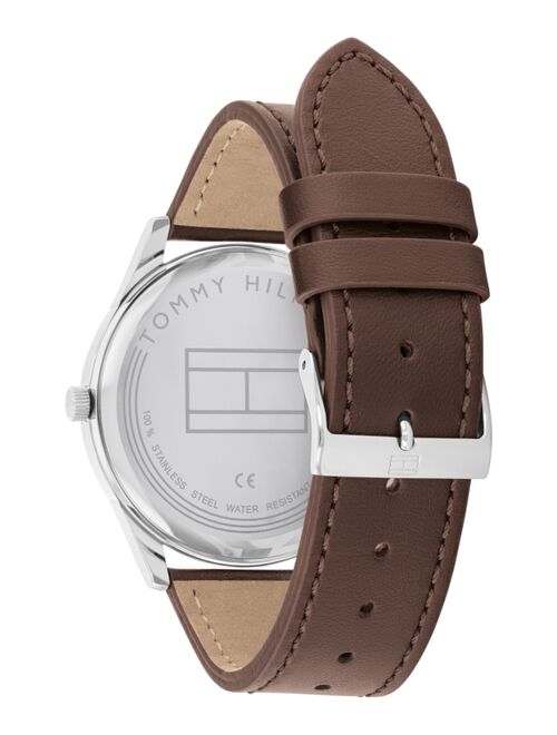 Tommy Hilfiger Men's Brown Leather Strap Watch 42mm, Created for Macy's