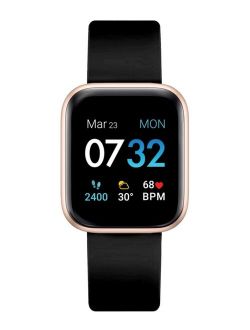 Air 3 Unisex Touchscreen Smartwatch Fitness Tracker: Rose Gold Case with Black Strap 40mm