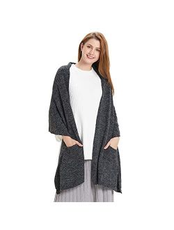 HANERDUN Women Warm Pashmina Shawl Wrap Winter Soft Cashmere Scarf with Pockets