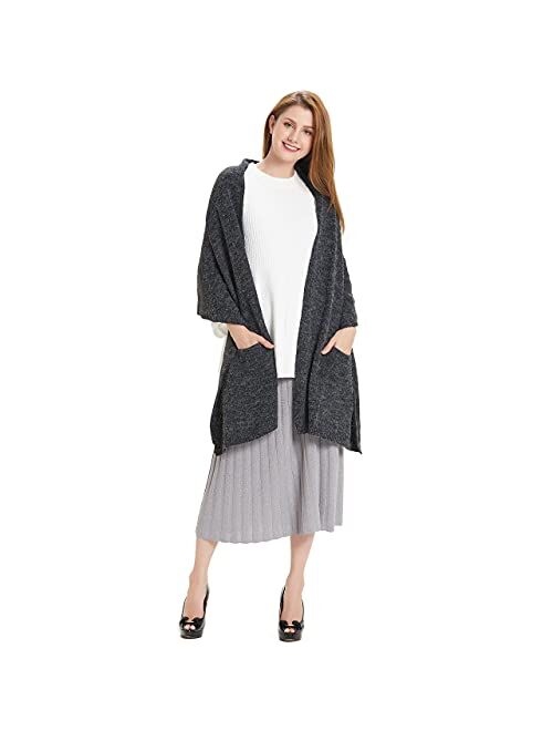 HANERDUN Women Warm Pashmina Shawl Wrap Winter Soft Cashmere Scarf with Pockets