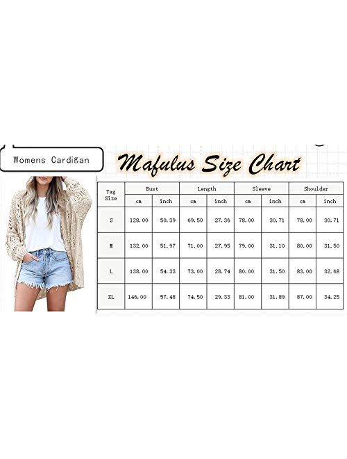 Mafulus Women's Crochet Cardigan Kimono Boho Long Sleeve Lightweight Soft Oversized Open Front Knitted Sweater