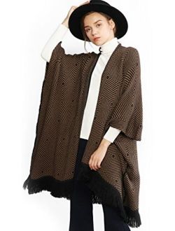 RIIQIICHY Women Winter Warm Cardigan Poncho Cape Blanket Oversized Sweater Coat Cardigan Shawl Wrap Pashmina