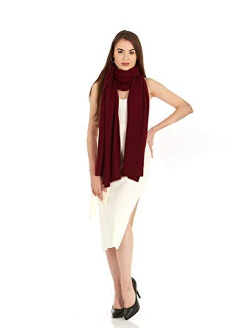 Manio Cashmere 100% Cashmere Knitted Wrap Shawl Extra Large Scarf Stole