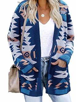 Womens Fashion Open Front Long Sleeve Cardigans Sweaters Coats with Pockets