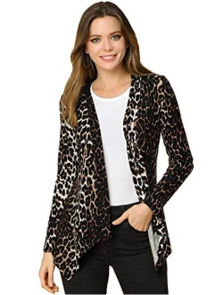 Women's Long Sleeves Open Front Leopard Prints Cardigan