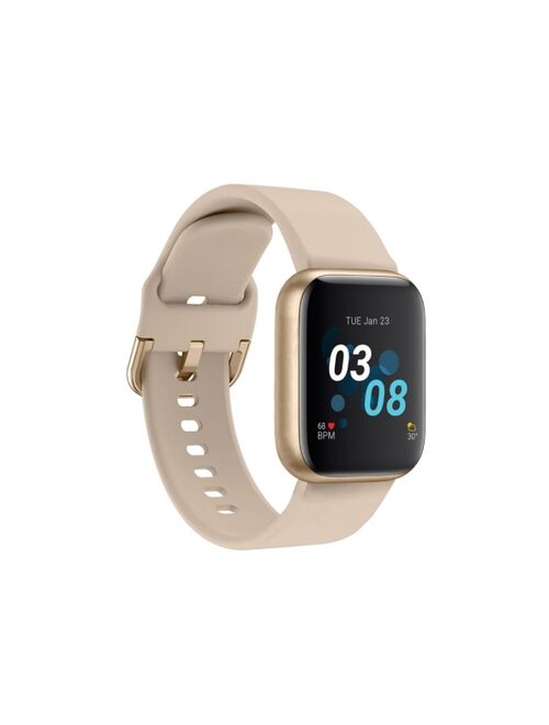 iTouch Air 3 Women's Touchscreen Smartwatch Fitness Tracker: Gold Case with Beige Strap 40mm