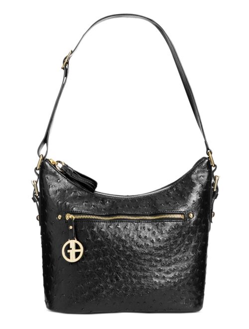 Giani Bernini Embossed Faux Ostrich Hobo, Created for Macy's