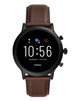 Tech Gen 5 Carlyle HR Brown Leather Strap Smart Watch 44mm, Powered by Wear OS by Google