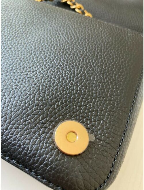 100% Authentic Tory Burch Britten Adjustable Shoulder Bag Black Gold Handbag