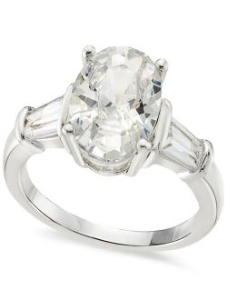 Silver-Tone Oval & Baguette-Cut Cubic Zirconia Ring, Created for Macy's