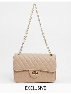 My Accessories London Exclusive quilted chain cross body bag in camel