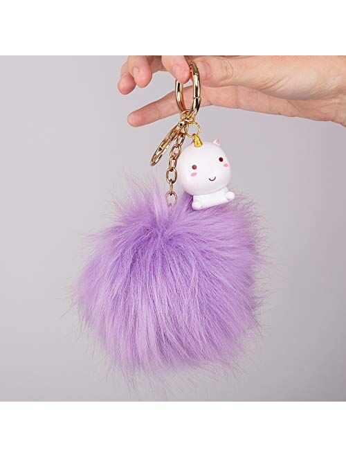 Smoko Kawaii Elodie Unicorn Pompom Keychain Purple