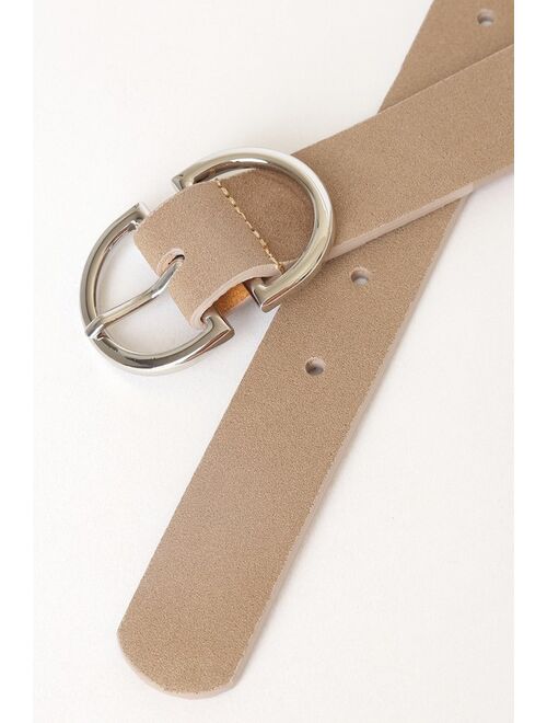 Lulus Double the Deets Taupe Double Buckle Belt