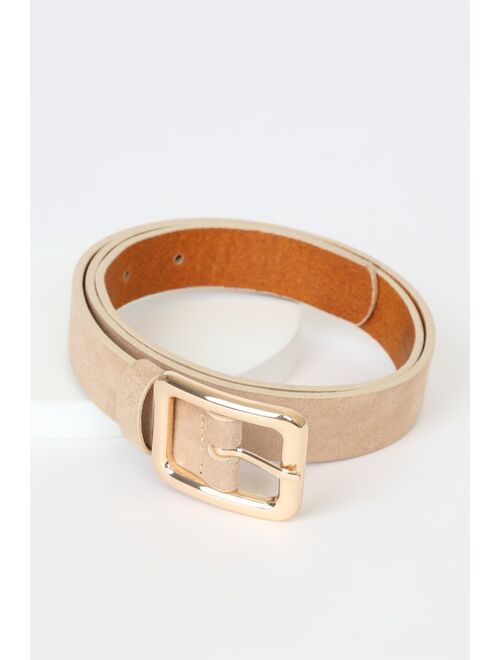 Lulus Keep Me in the Loop Beige Suede Belt