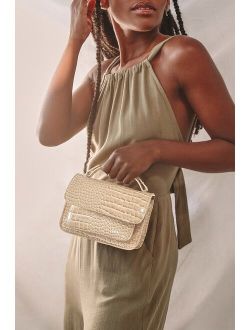 HVISK Renei Beige Crocodile-Embossed Mini Bag