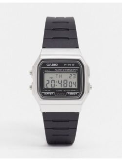 F91WM-7A digital silicone strap watch in black/silver