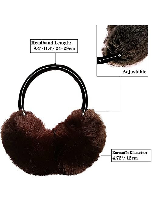 Womens Faux Rabbit Fur Earmuffs Winter Outdoor Ear Warmers Girls Earmuffs,Foldable