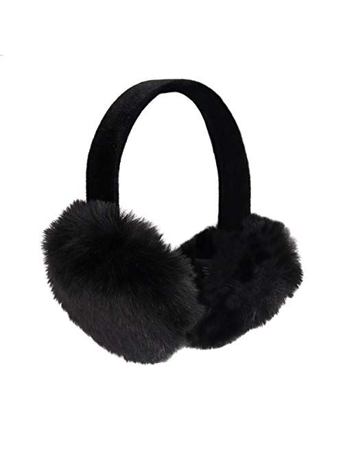 surell Faux Rex Earmuff with Black Velvet Comfort Band - Fake Fur Winter Accessory - Warm Fashion Ear Muff - Stylish Ear Warmers - Soft Fuzzy Headwarmer - Fluffy Headwear