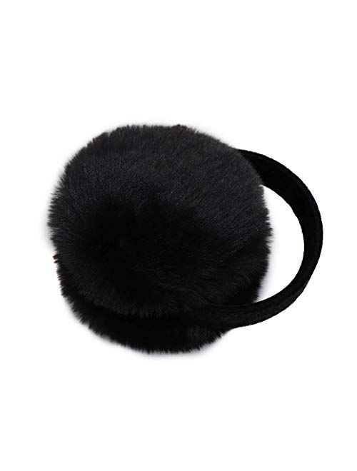 surell Faux Rex Earmuff with Black Velvet Comfort Band - Fake Fur Winter Accessory - Warm Fashion Ear Muff - Stylish Ear Warmers - Soft Fuzzy Headwarmer - Fluffy Headwear