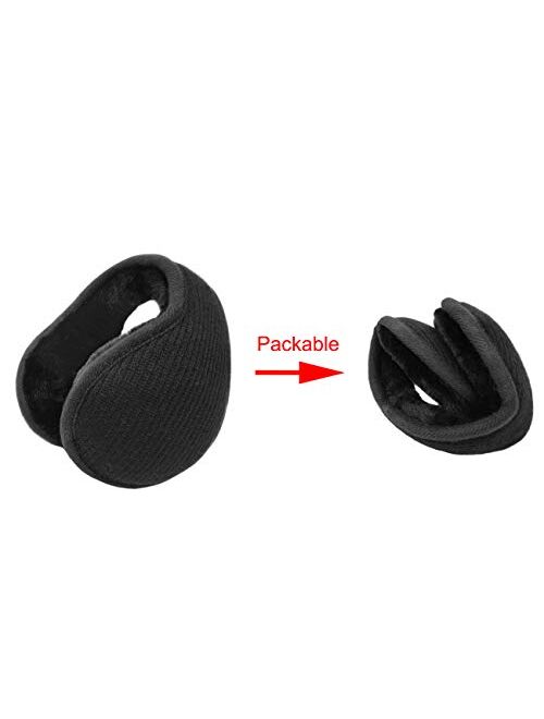 LETHMIK Outdoor Foldable EarMuffs,Unisex Winter Packable Knit Warm Fleece Ear Warmers Cover