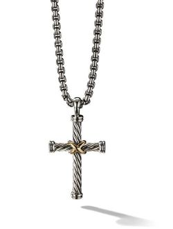 Silver and 18kt yellow gold Cable Cross Enhancer pendant