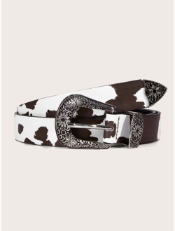 Cow Pattern Western Belt
