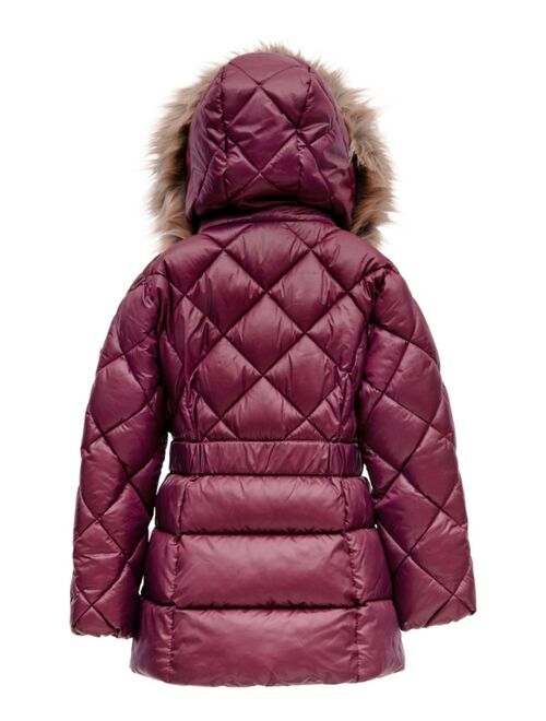 Michael Kors Toddler Girls Heavy Weight Belted Puffer Jacket with Diamond Quilting
