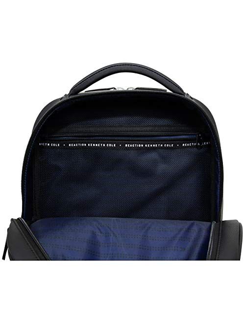 Kenneth Cole On Track Pack Vegan Leather 15.6” Laptop & Tablet Bookbag Anti-Theft RFID Backpack for School, Work, & Travel, Cognac, Laptop
