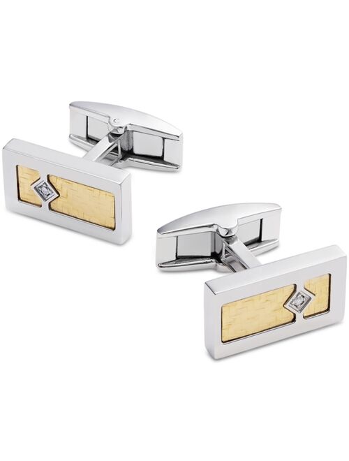 Macy's Men's Diamond Accent Cufflinks in Stainless Steel with 18k Gold Inlay