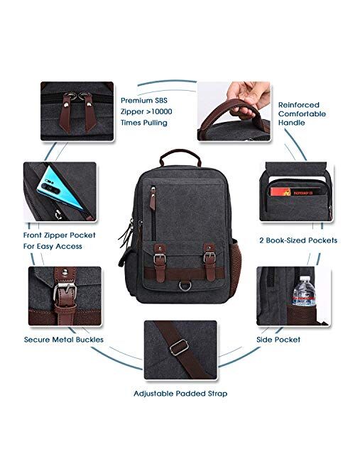 WOWBOX Sling Bag for Men Women Sling Backpack Laptop Shoulder Bag Cross Body Messenger Bag 13.3" 15.6" Laptop Tablet Black
