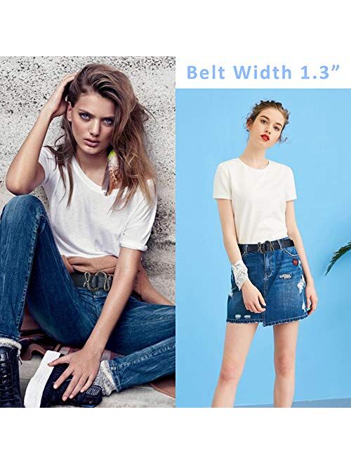 Belts for Women,Women Fashion Leather Belt for Dress with Snake Belt Buckle