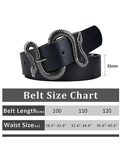 Belts for Women,Women Fashion Leather Belt for Dress with Snake Belt Buckle