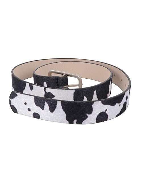 VALICLUD Waist Belts for Women Fashion Animal Print Leather Belt Cow Print Belt for Jeans Pants Dresses