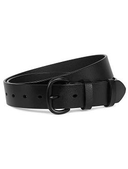Womens Black Buckle Belt SANSTHS Casual Leather Jeans Belts with Prong Buckle …